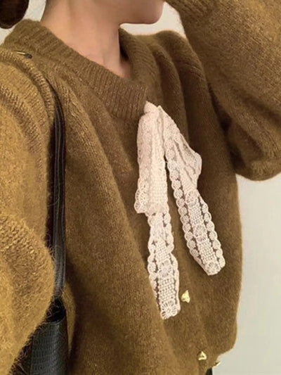 Lace Bowknot Knit Cardigan - Your Second Look