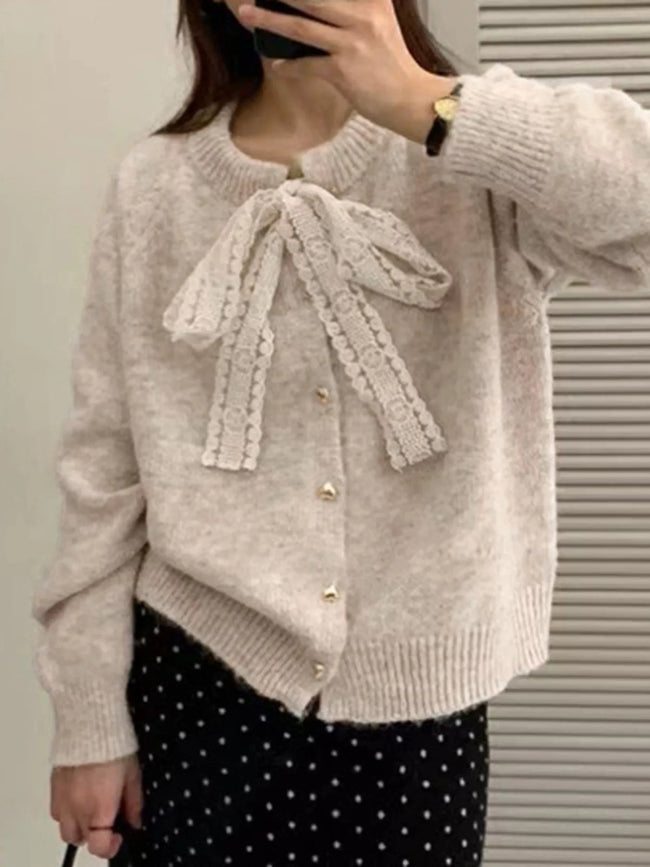 Lace Bowknot Knit Cardigan - Your Second Look