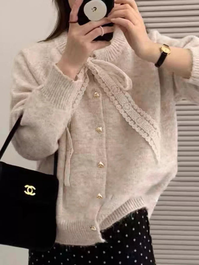 Lace Bowknot Knit Cardigan - Your Second Look