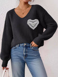 Lace Heart Dropped Shoulder Sweater - Your Second Look