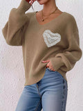 Lace Heart Dropped Shoulder Sweater - Your Second Look