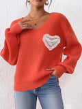 Lace Heart Dropped Shoulder Sweater - Your Second Look