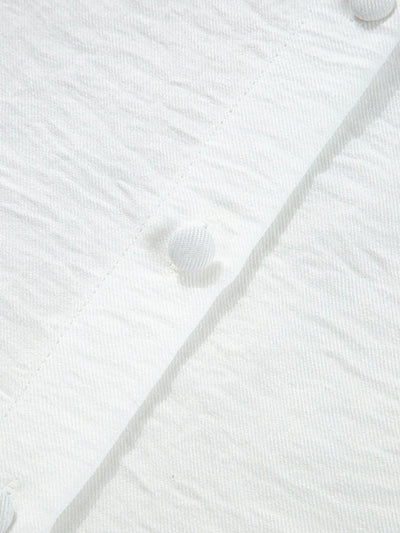 Lace Patchwork Buttoned Stand Neck Loose Shirt - Your Second Look