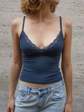 Lace Trim V - neck Cami Top - Your Second Look