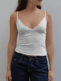Lace Trim V - neck Cami Top - Your Second Look