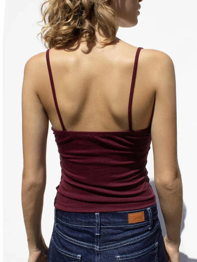Lace Trim V - neck Cami Top - Your Second Look