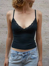 Lace Trim V - neck Cami Top - Your Second Look