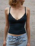Lace Trim V - neck Cami Top - Your Second Look