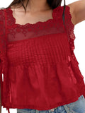 Lace - Trimmed Eyelet Square Neck Top - Your Second Look