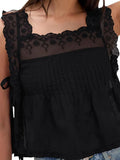 Lace - Trimmed Eyelet Square Neck Top - Your Second Look