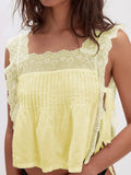 Lace - Trimmed Eyelet Square Neck Top - Your Second Look