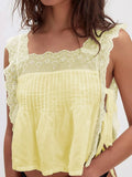 Lace - Trimmed Eyelet Square Neck Top - Your Second Look