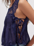 Lace - Trimmed Eyelet Square Neck Top - Your Second Look