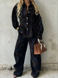 Lace Up Button Up Jacket and Jeans Denim Set - Your Second Look