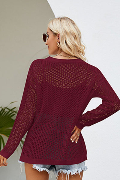 Lace - Up Slit Knit Top - Your Second Look
