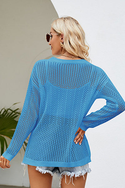 Lace - Up Slit Knit Top - Your Second Look