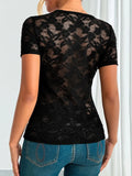 Lace V - Neck Short Sleeve Top - Your Second Look