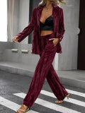 Lapel Collar Long Sleeve Blazer and Pants Set - Your Second Look