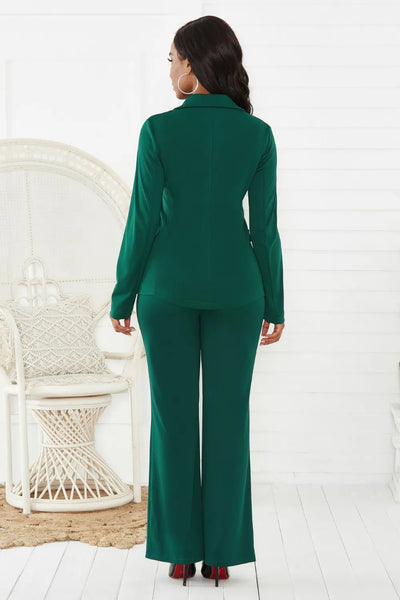 Lapel Collar Long Sleeve Blazer and Pants Set - Your Second Look