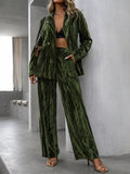 Lapel Collar Long Sleeve Blazer and Pants Set - Your Second Look