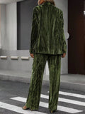Lapel Collar Long Sleeve Blazer and Pants Set - Your Second Look