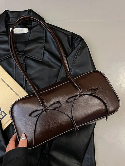 Leather Bow Trim Shoulder Bag - Your Second Look