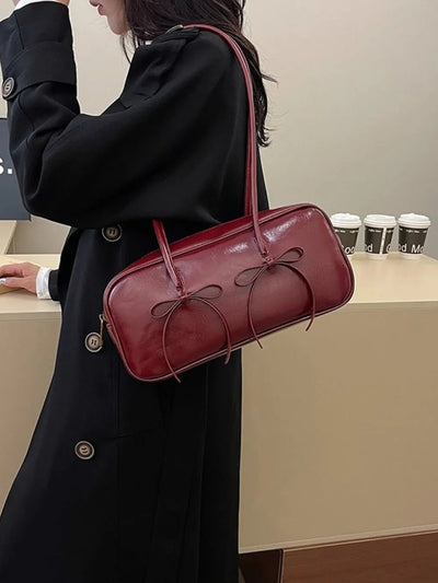 Leather Bow Trim Shoulder Bag - Your Second Look