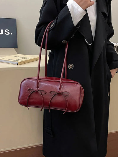 Leather Bow Trim Shoulder Bag - Your Second Look