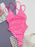 Leopard Plunge Spaghetti Strap One - Piece Swimwear - Your Second Look