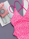 Leopard Plunge Spaghetti Strap One - Piece Swimwear - Your Second Look