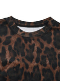 Leopard Round Neck Top and Skirt Set - Your Second Look