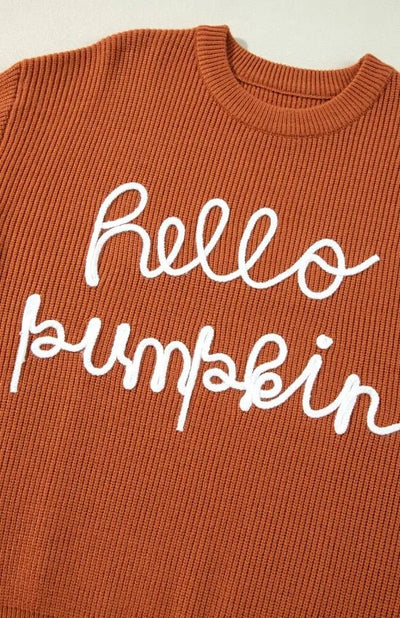 Letter Graphic Round Neck Long Sleeve Sweater - Your Second Look