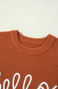 Letter Graphic Round Neck Long Sleeve Sweater - Your Second Look