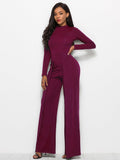 Long Sleeve Mock Neck Wide Leg Jumpsuit - Your Second Look