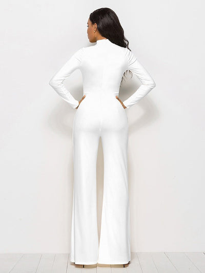 Long Sleeve Mock Neck Wide Leg Jumpsuit - Your Second Look