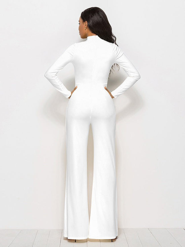 Long Sleeve Mock Neck Wide Leg Jumpsuit - Your Second Look