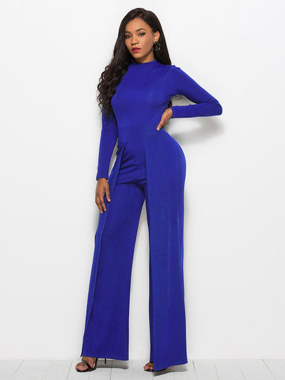 Long Sleeve Mock Neck Wide Leg Jumpsuit - Your Second Look