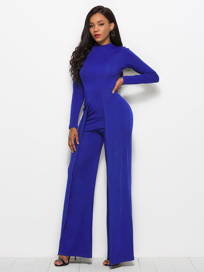 Long Sleeve Mock Neck Wide Leg Jumpsuit - Your Second Look