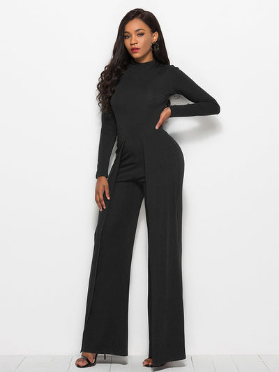 Long Sleeve Mock Neck Wide Leg Jumpsuit - Your Second Look