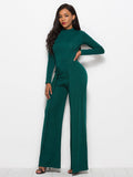 Long Sleeve Mock Neck Wide Leg Jumpsuit - Your Second Look