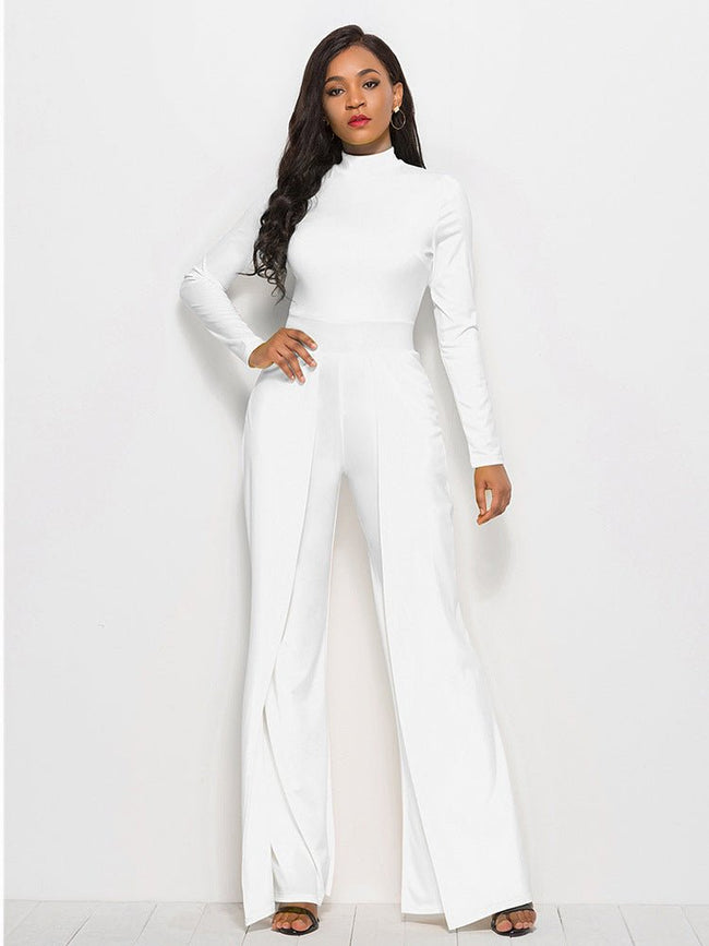 Long Sleeve Mock Neck Wide Leg Jumpsuit - Your Second Look