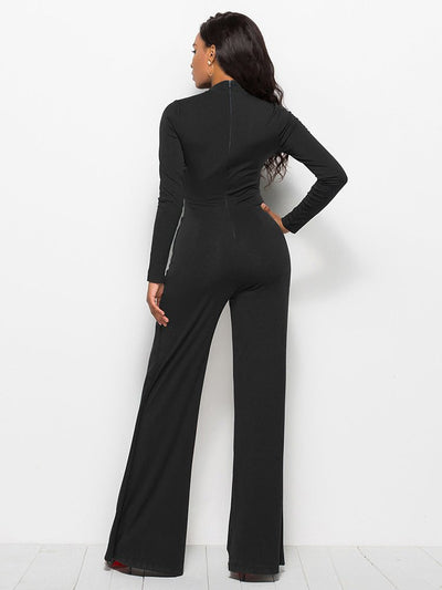 Long Sleeve Mock Neck Wide Leg Jumpsuit - Your Second Look