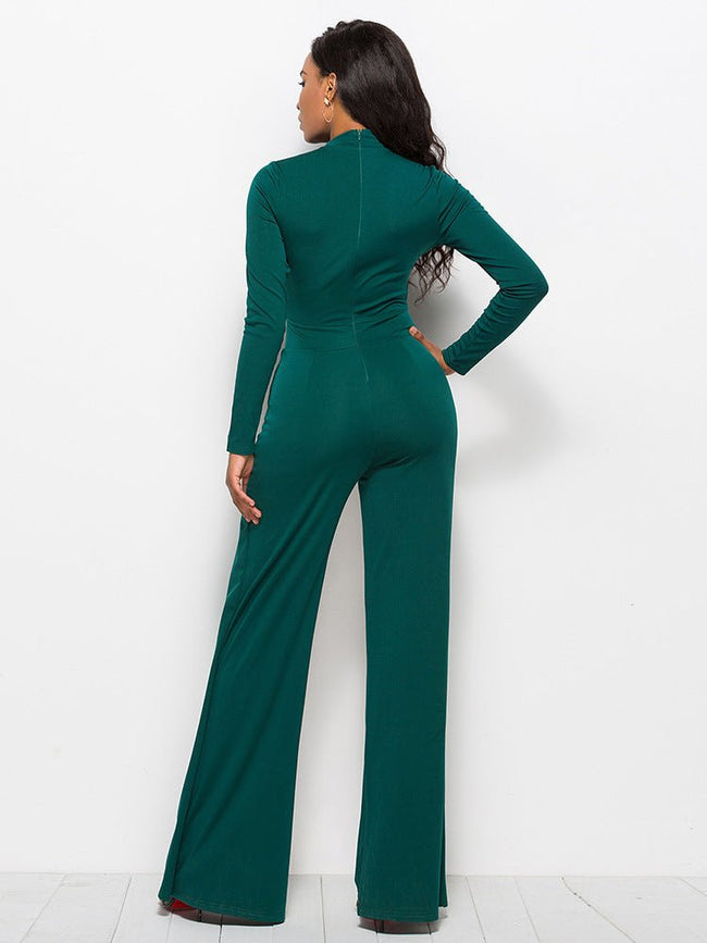 Long Sleeve Mock Neck Wide Leg Jumpsuit - Your Second Look
