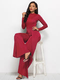 Long Sleeve Mock Neck Wide Leg Jumpsuit - Your Second Look