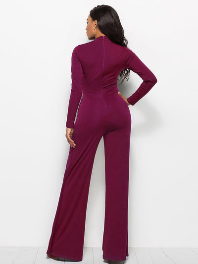 Long Sleeve Mock Neck Wide Leg Jumpsuit - Your Second Look