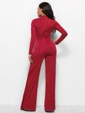 Long Sleeve Mock Neck Wide Leg Jumpsuit - Your Second Look
