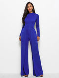 Long Sleeve Mock Neck Wide Leg Jumpsuit - Your Second Look