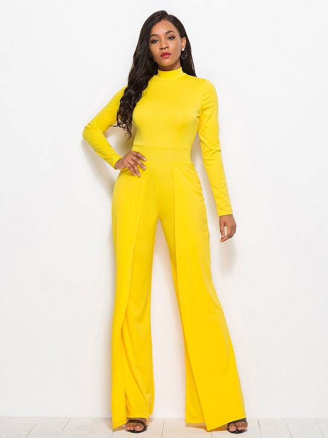 Long Sleeve Mock Neck Wide Leg Jumpsuit - Your Second Look
