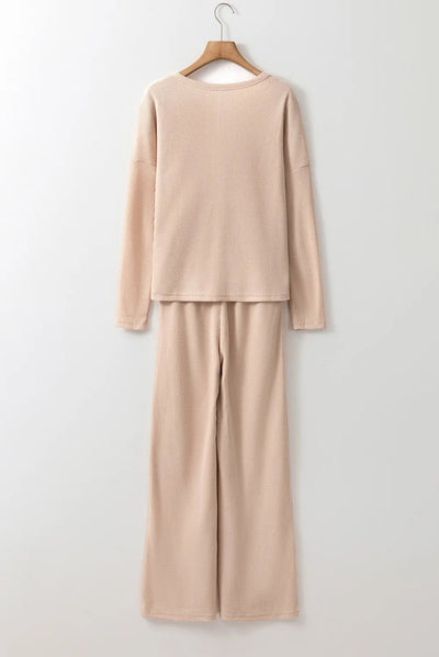 Long Sleeve Top and Drawstring Pants Lounge Set - Your Second Look