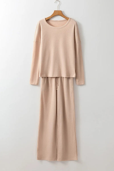 Long Sleeve Top and Drawstring Pants Lounge Set - Your Second Look